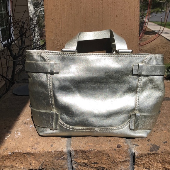 Michael Kors Metallic Silvery Gold Leather Handbag - Picture 3 of 8